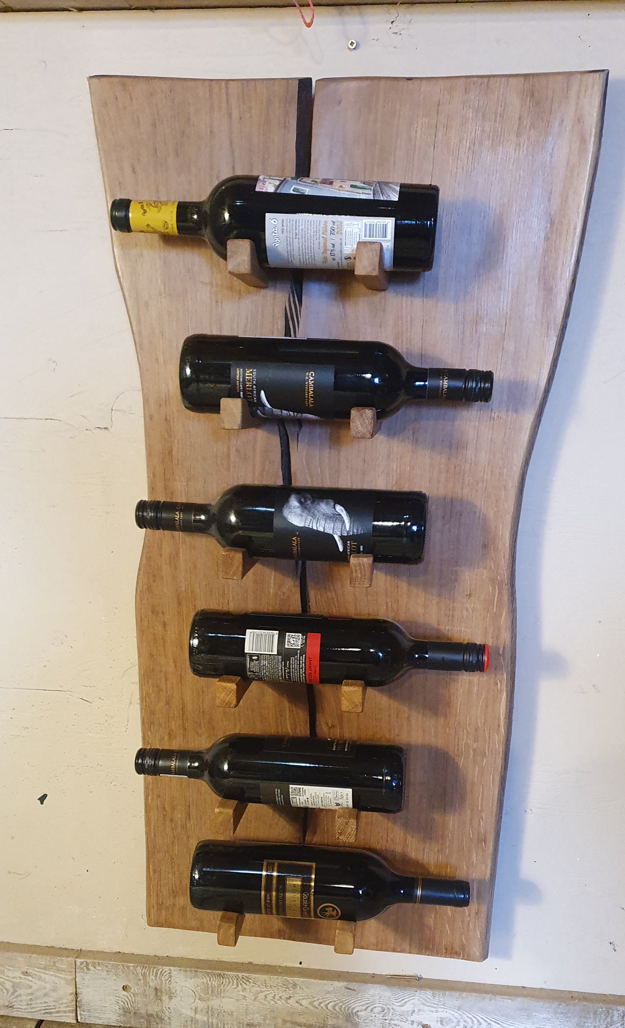 Live Edge Brown Oak Wine Rack