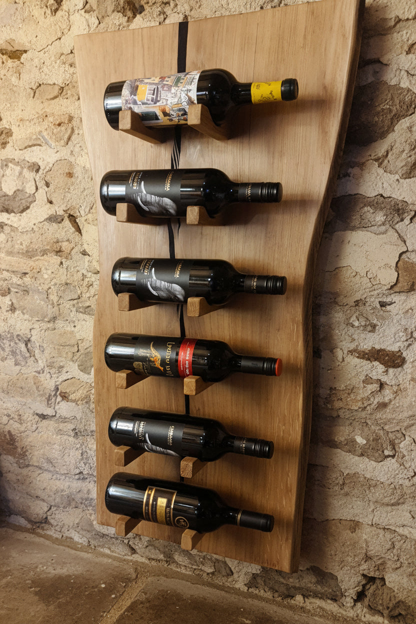 Live Edge Brown Oak Wine Rack