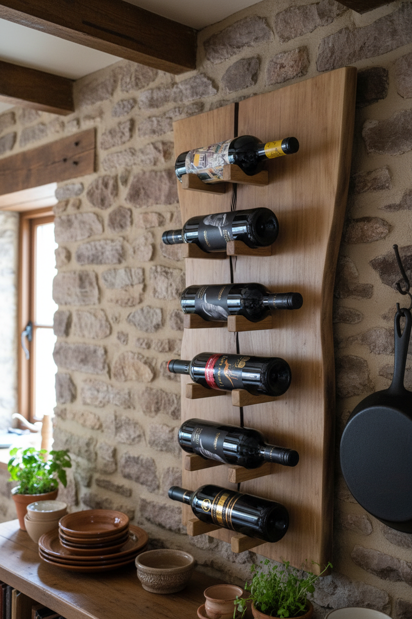 Live Edge Brown Oak Wine Rack