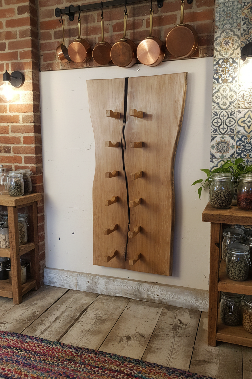 Live Edge Brown Oak Wine Rack