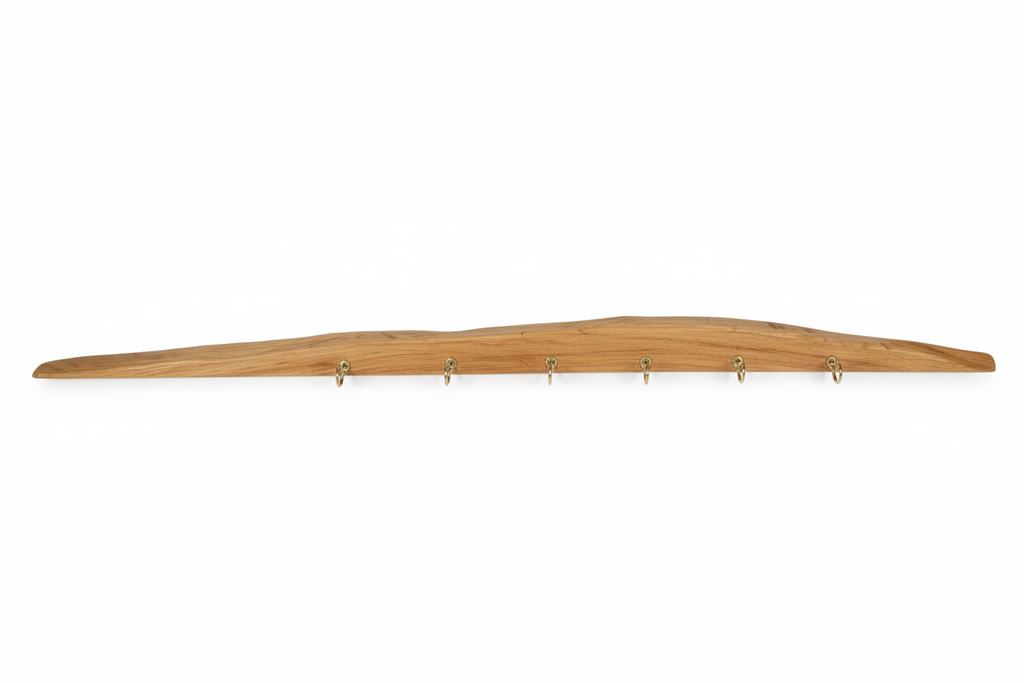 Solid Oak Coat Storage with Brass Hooks