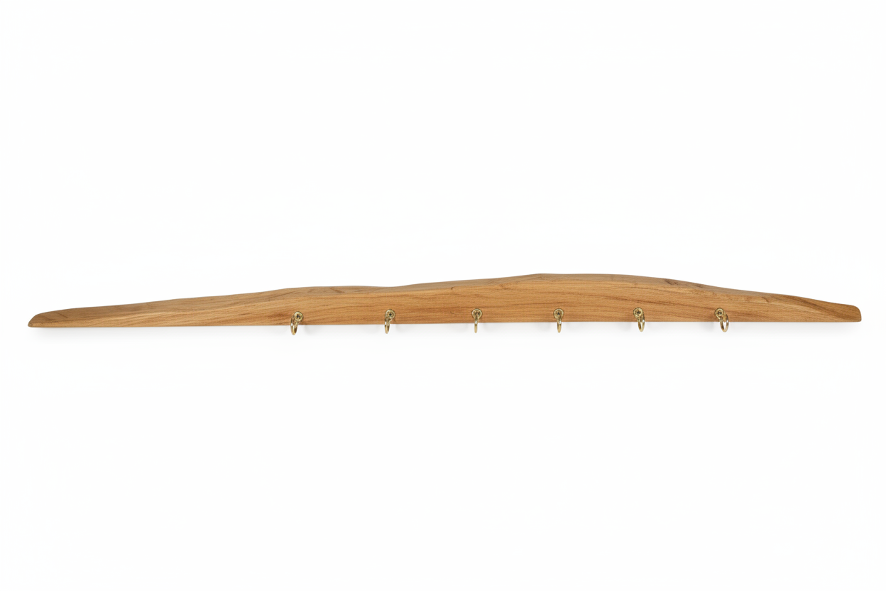 Solid Oak Coat Storage with Brass Hooks