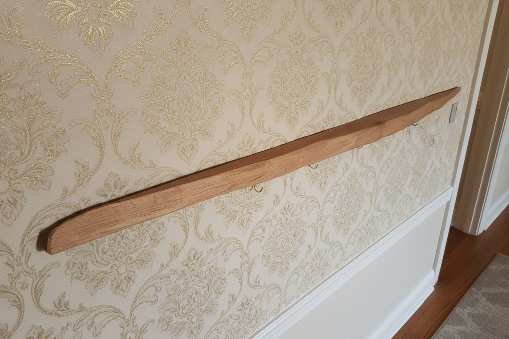 Solid Oak Coat Storage with Brass Hooks