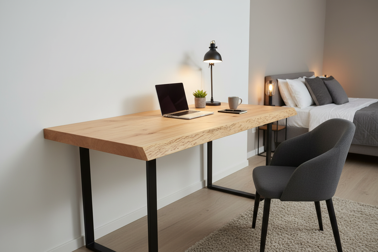 Live Edge Elm Desk – Light Pale Tone