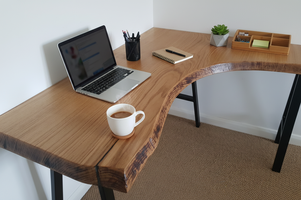 European Oak Live Edge Desk – Bespoke Handcrafted