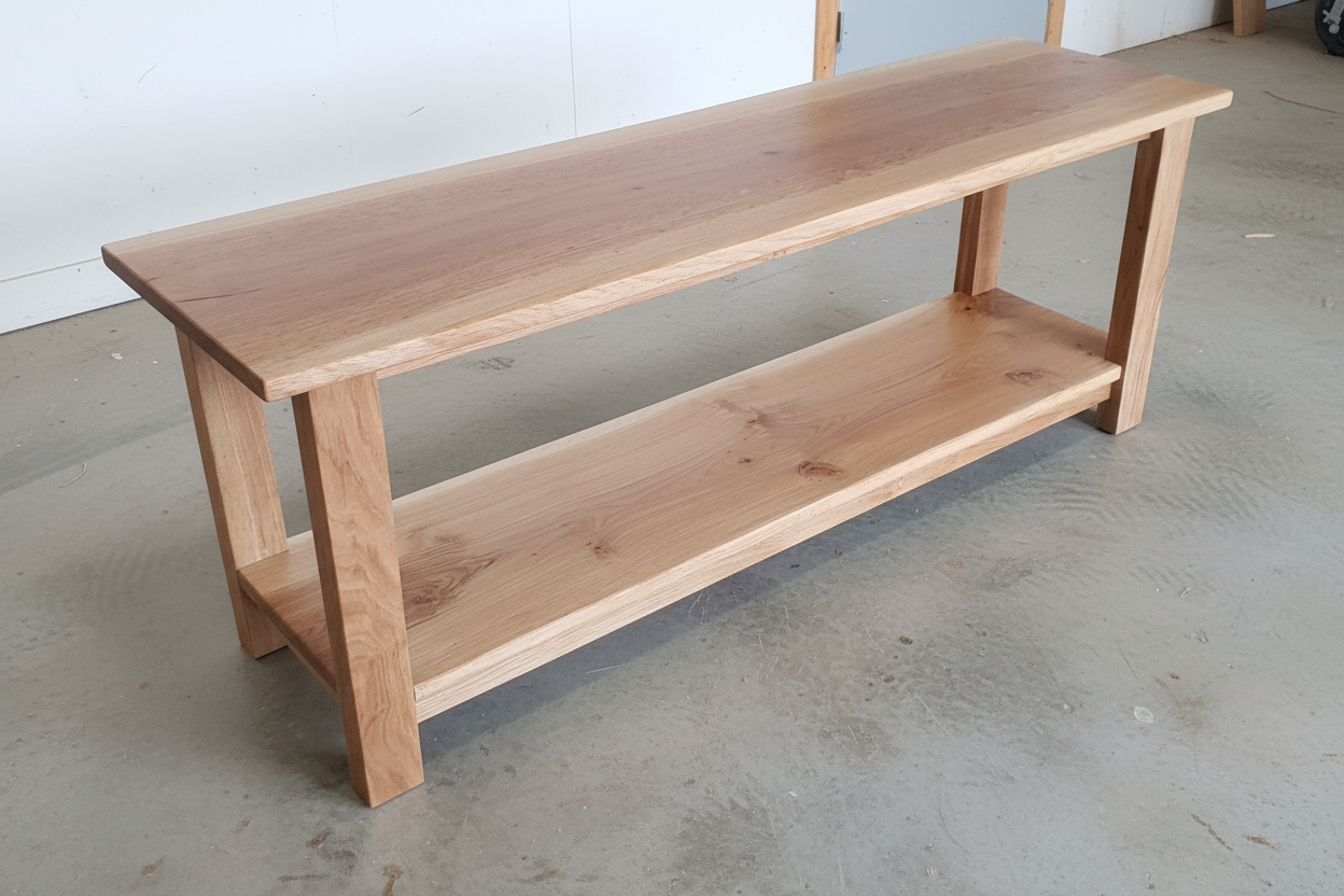 Solid Oak TV Unit - Handcrafted Brown Oak