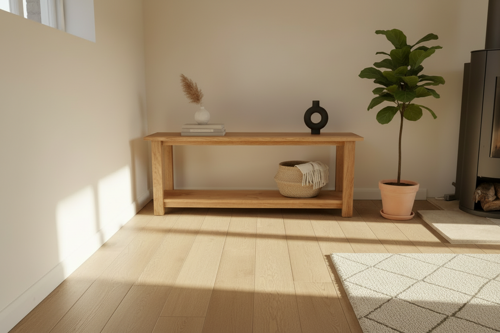 Solid Oak TV Unit - Handcrafted Brown Oak