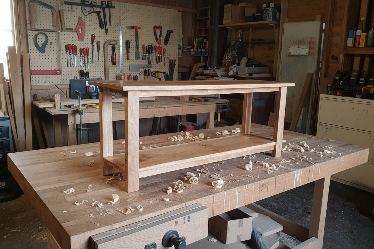 Solid Oak TV Unit - Handcrafted Brown Oak