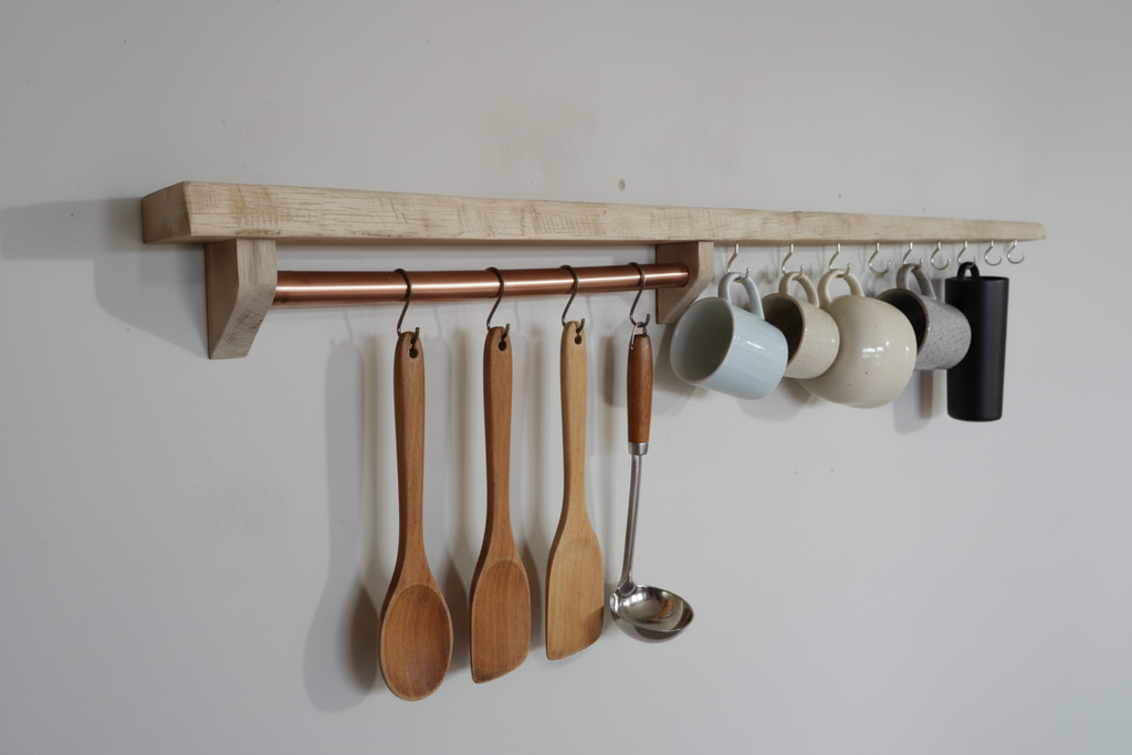 Oak utensil shelf