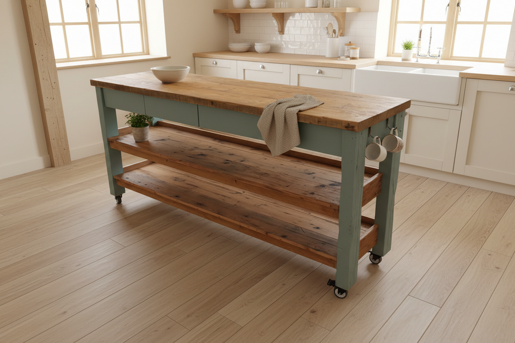 Rustic Kitchen Island on Casters
