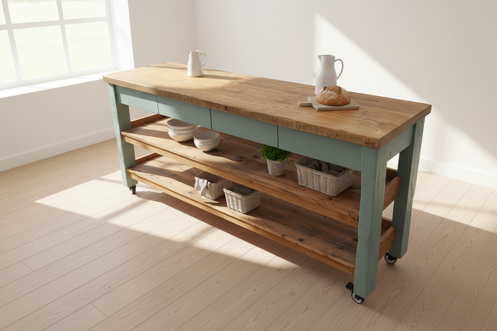 Rustic Kitchen Island on Casters